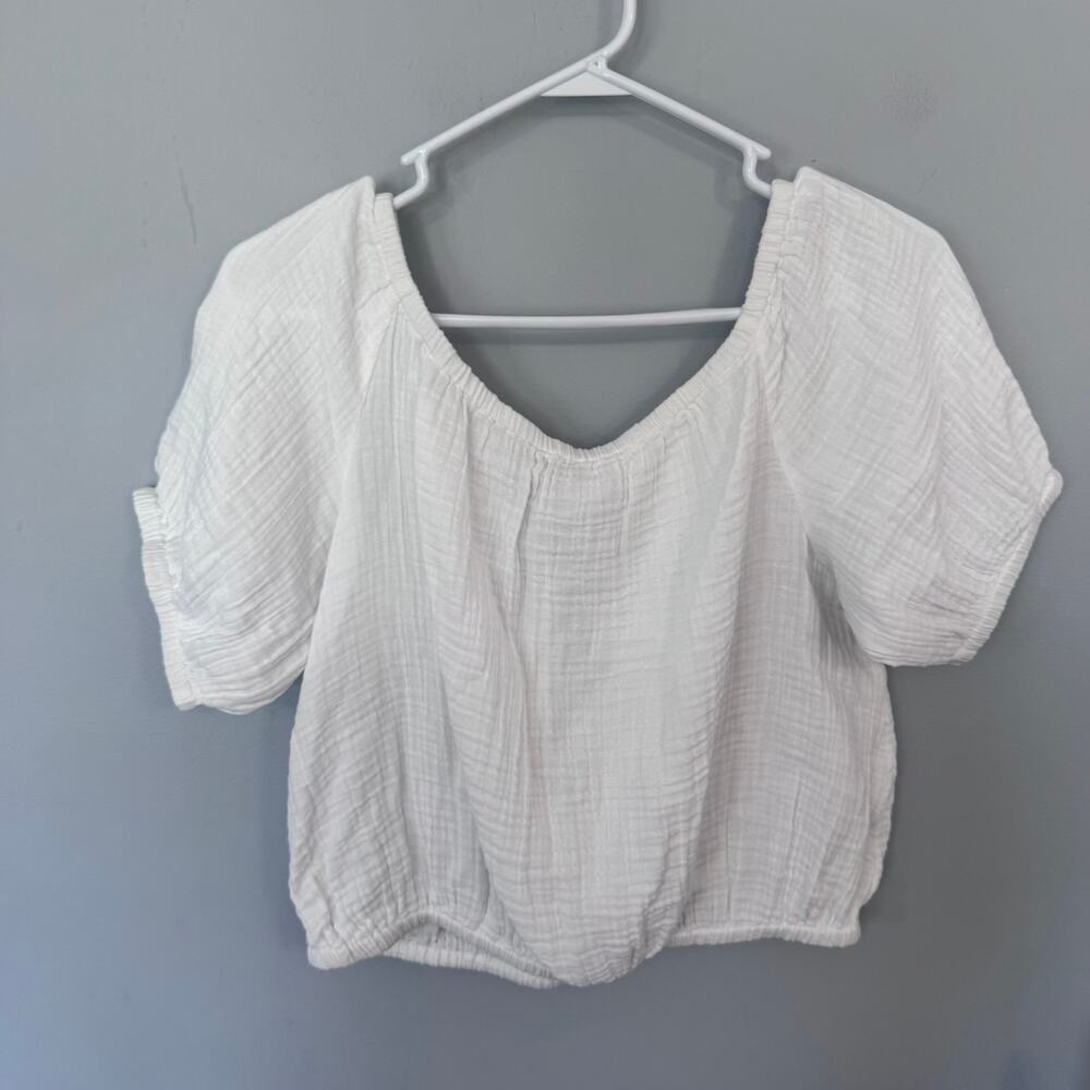 NWT Ann Taylor Gauzy White Crop Top Women's Size Medium 100% Cotton - Picture 2 of 6